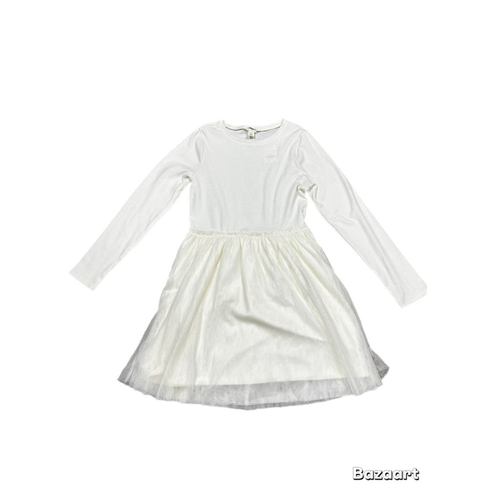 NWT Crewcuts J. Crew Factory Mixed-Media Tulle Dress Long Sleeve Ivory size 12